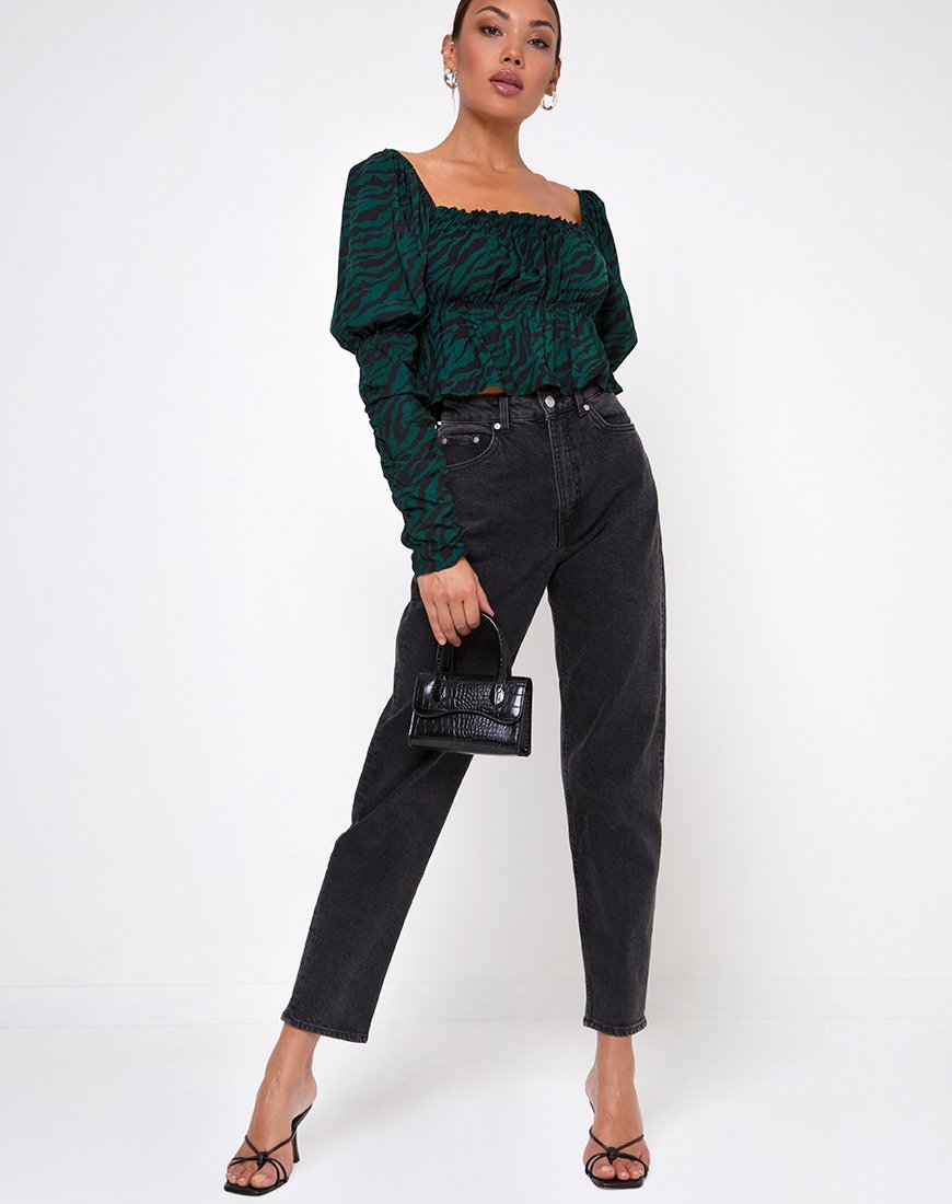 Image de Piery Top in 90s Zebra Forest Green