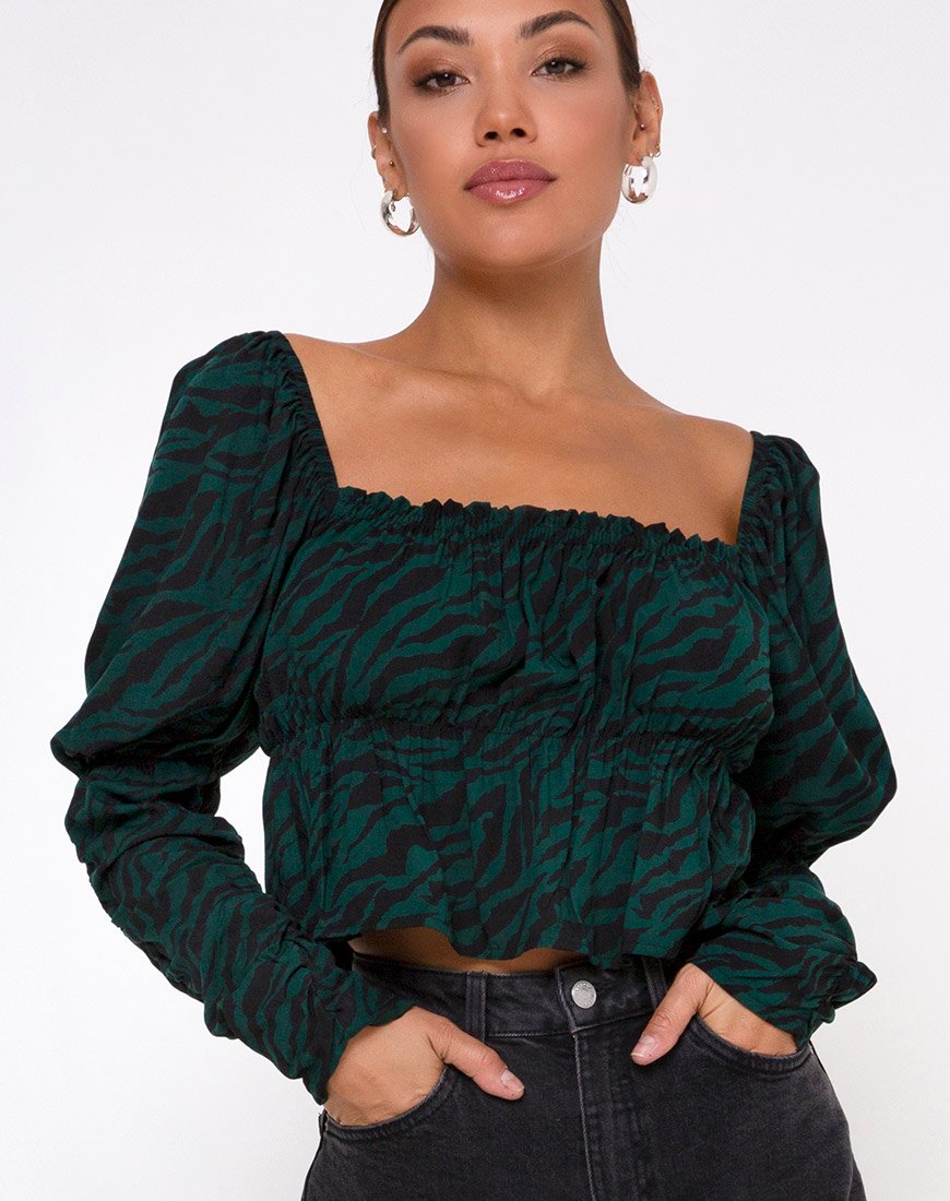 Image de Piery Top in 90s Zebra Forest Green