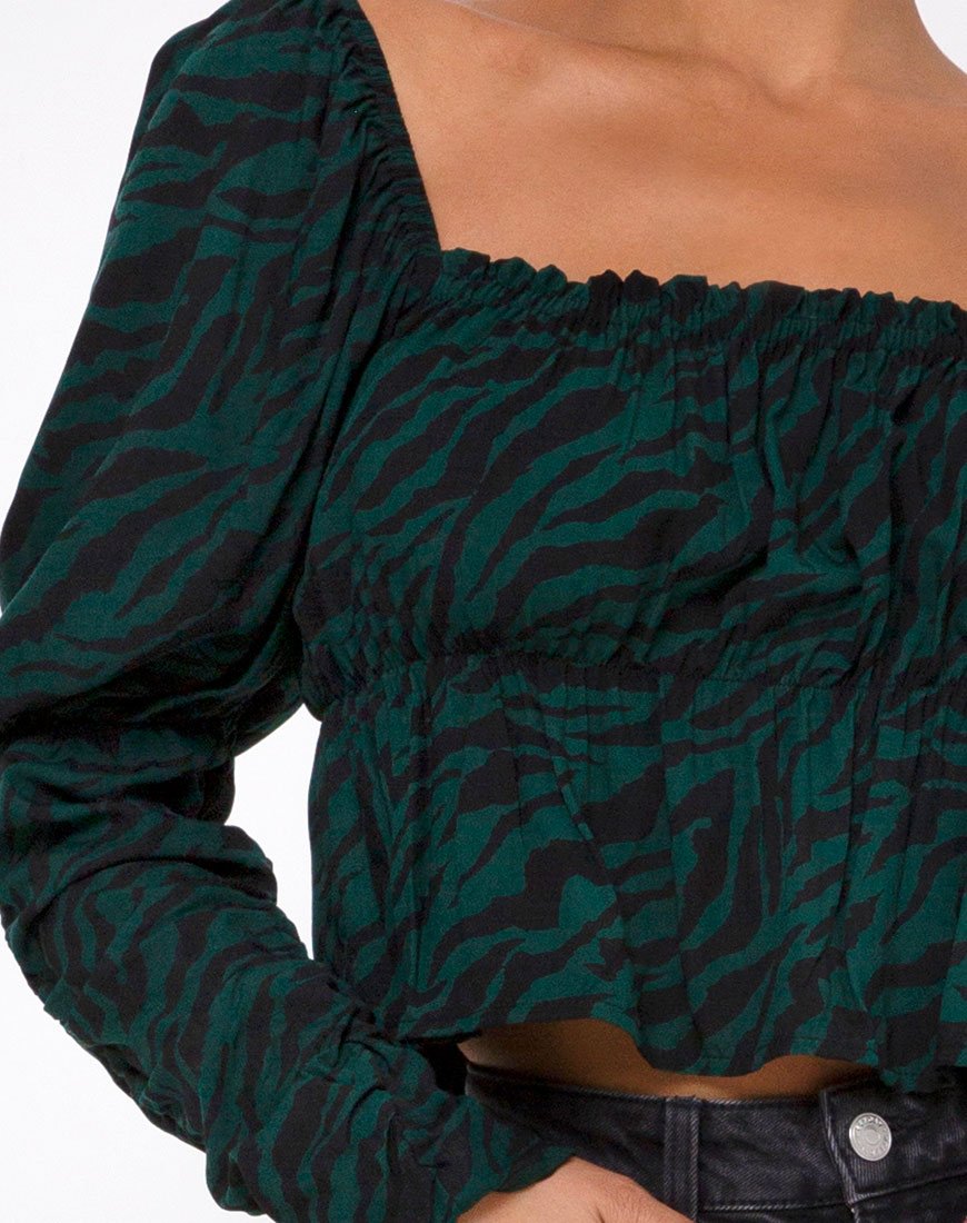 Image de Piery Top in 90s Zebra Forest Green