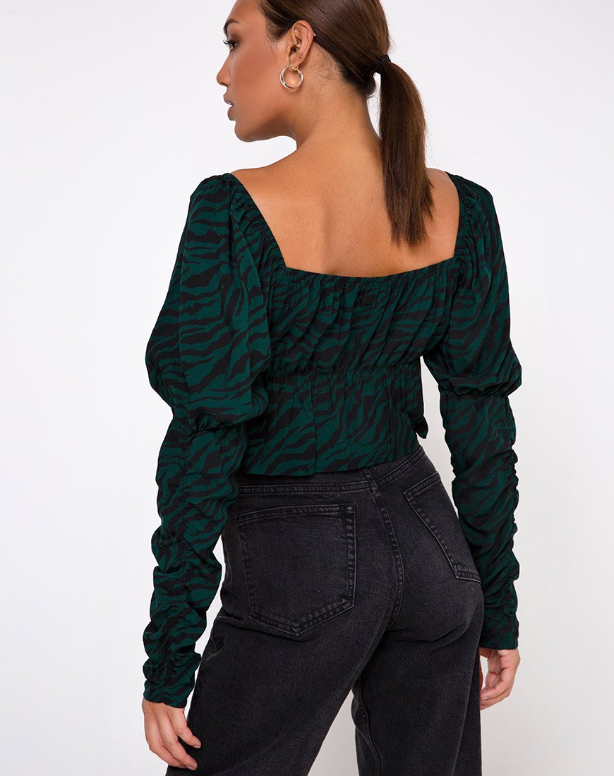 Image de Piery Top in 90s Zebra Forest Green