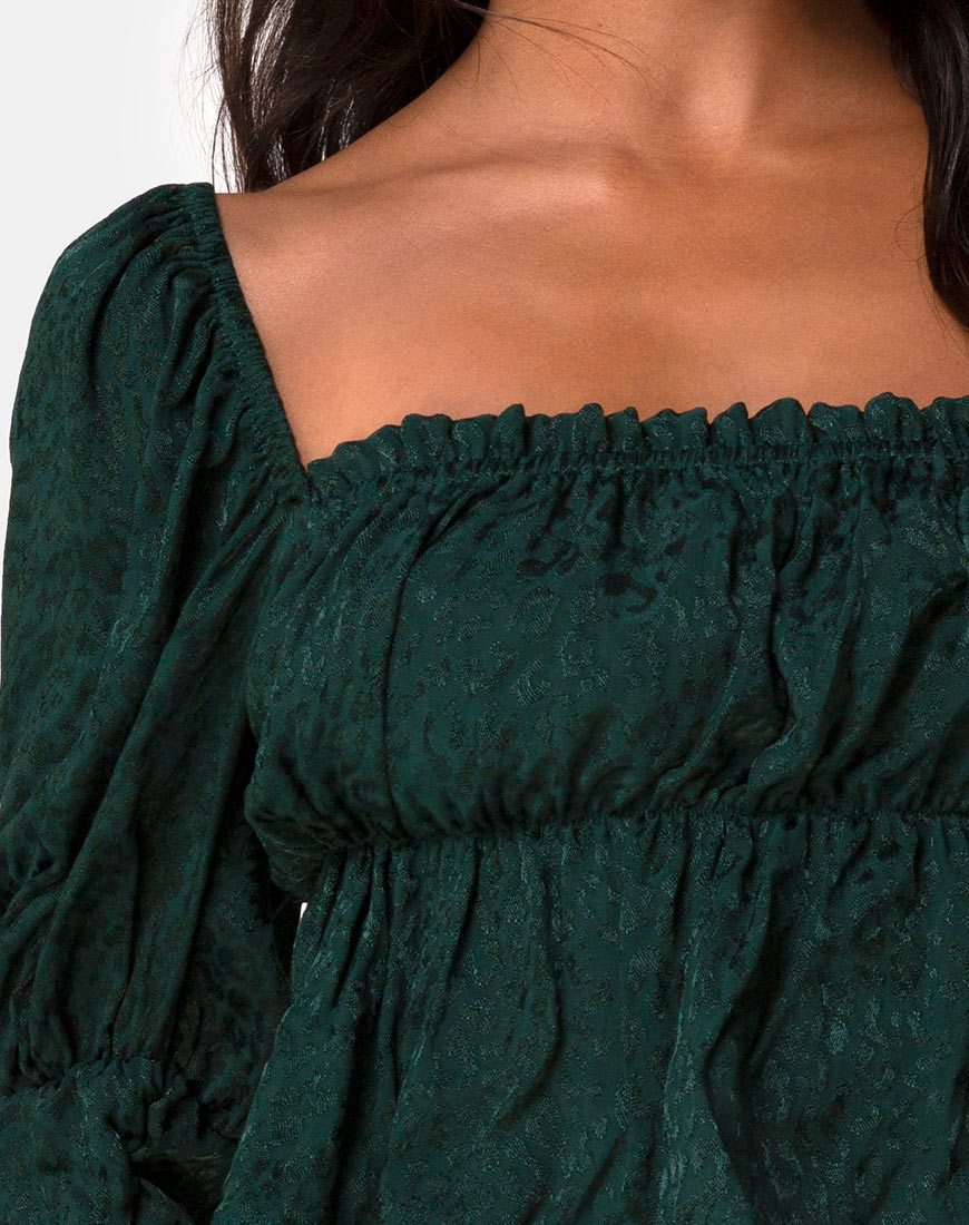 Image de Piery Top in Satin Cheetah Forest Green