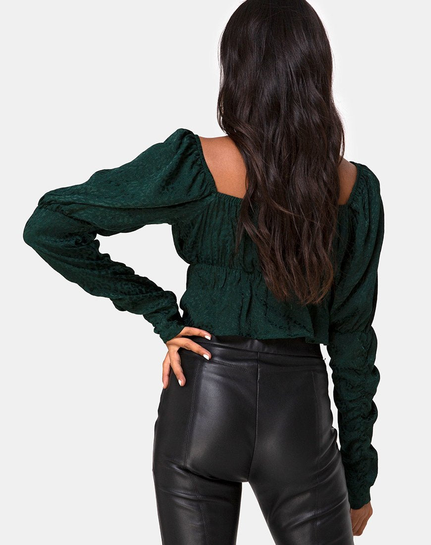 Image de Piery Top in Satin Cheetah Forest Green