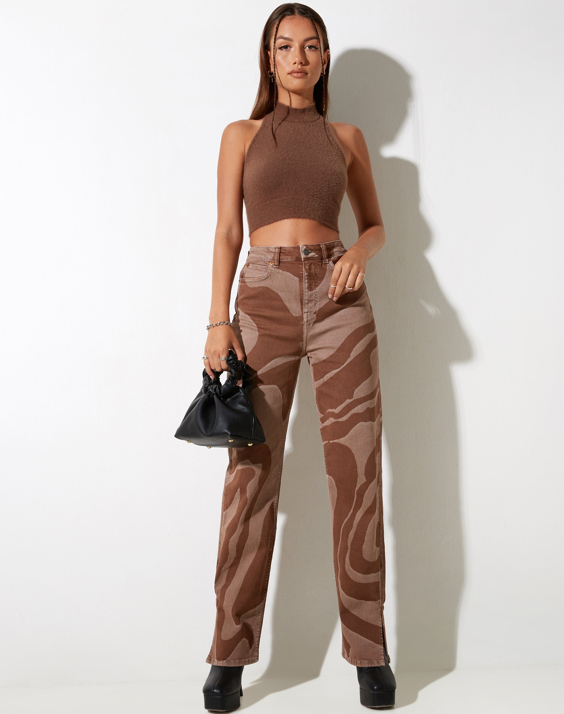 Image de MOTEL X IRIS Pikat Crop Top in Knit Brown