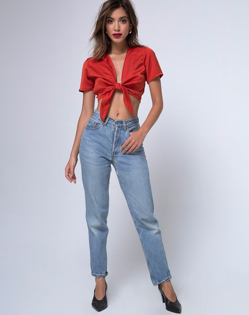 Image de la blouse Pilar en satin rouille