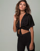 Image de la blouse Pilar en satin noir