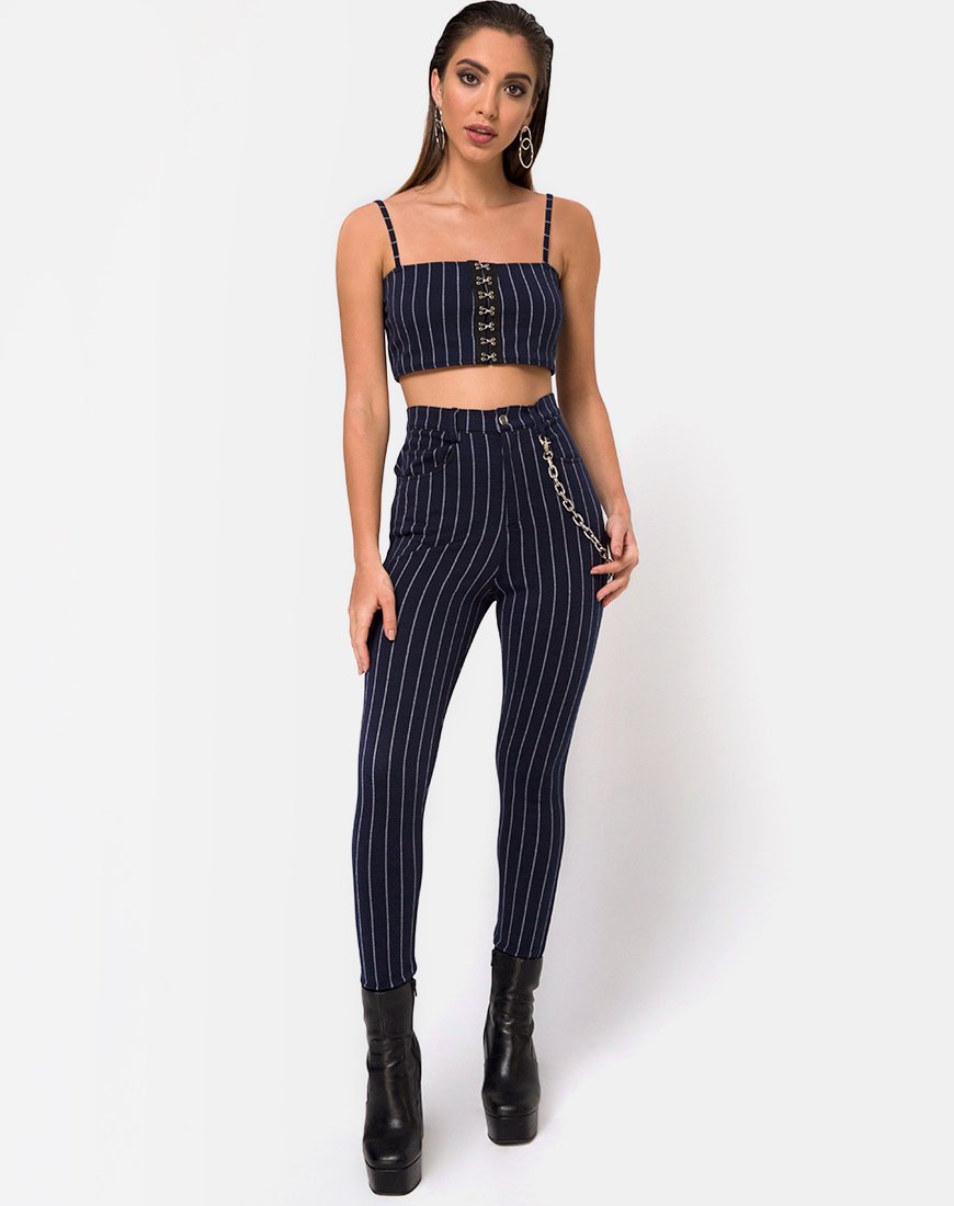 Image de Pin Pants in Navy Pinstriped