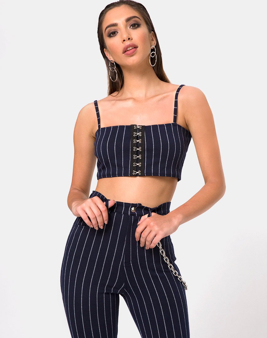 Pantalon à pinces en marine