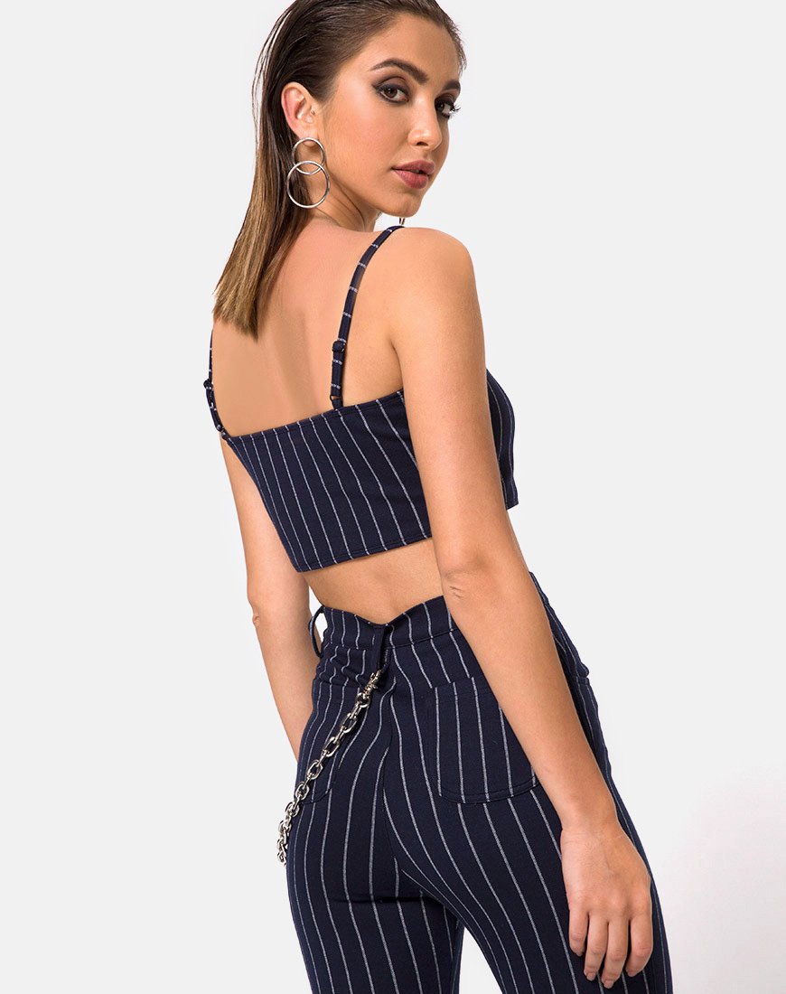 Pantalon à pinces en marine