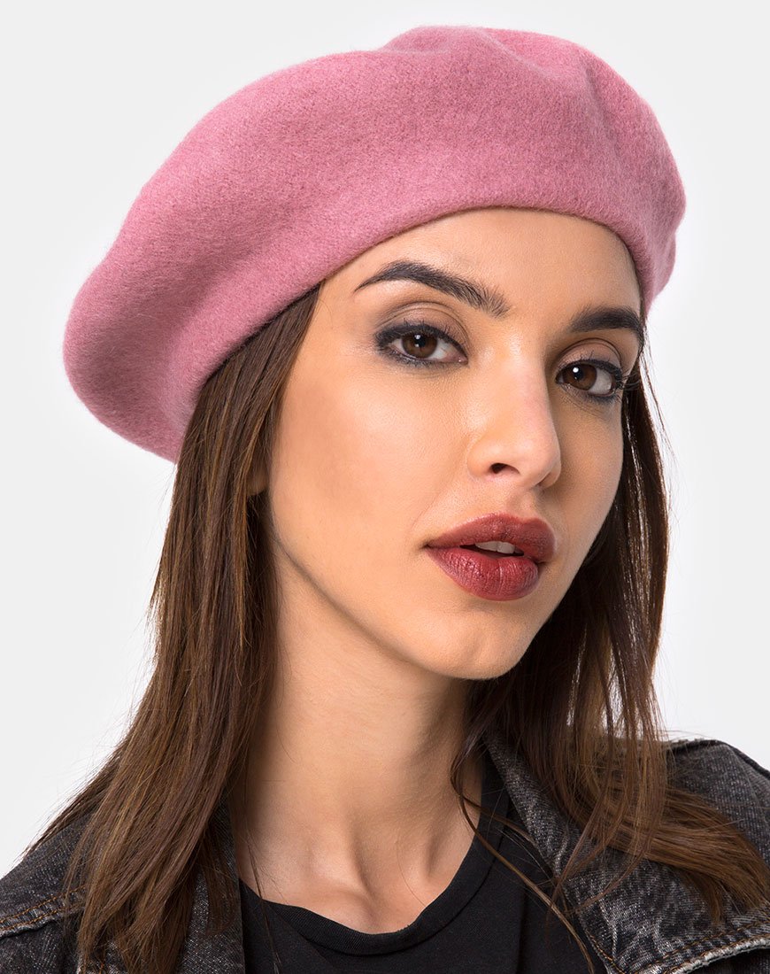 Béret en laine, rose foncé
