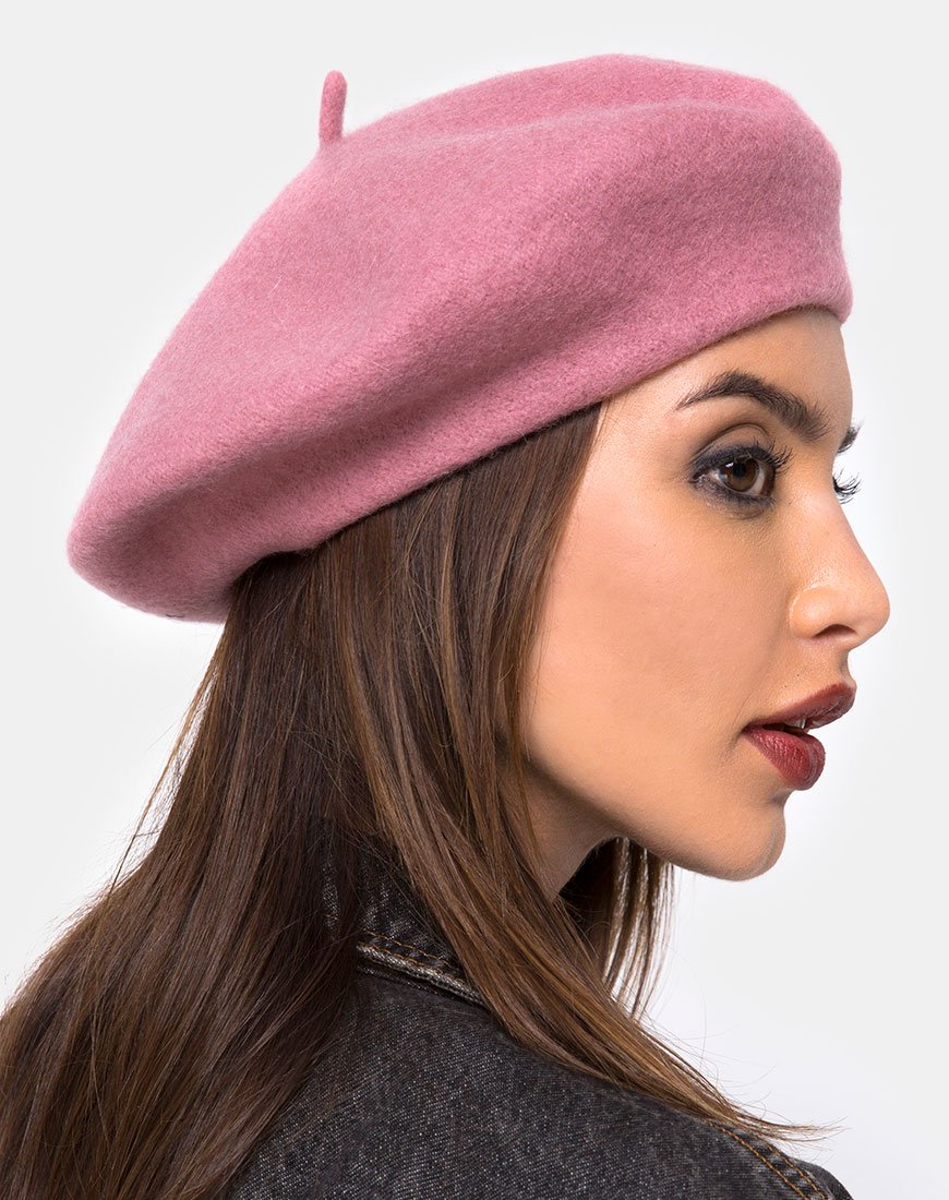 Béret en laine, rose foncé