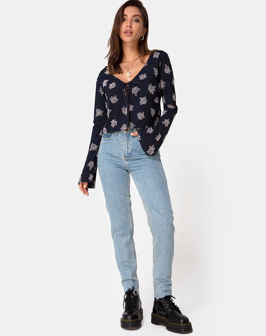Image de Top en piqué en Rose Flock Black Mesh