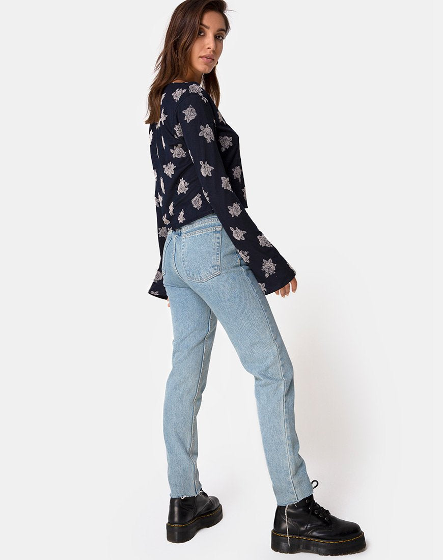 Image de Top en piqué en Rose Flock Black Mesh