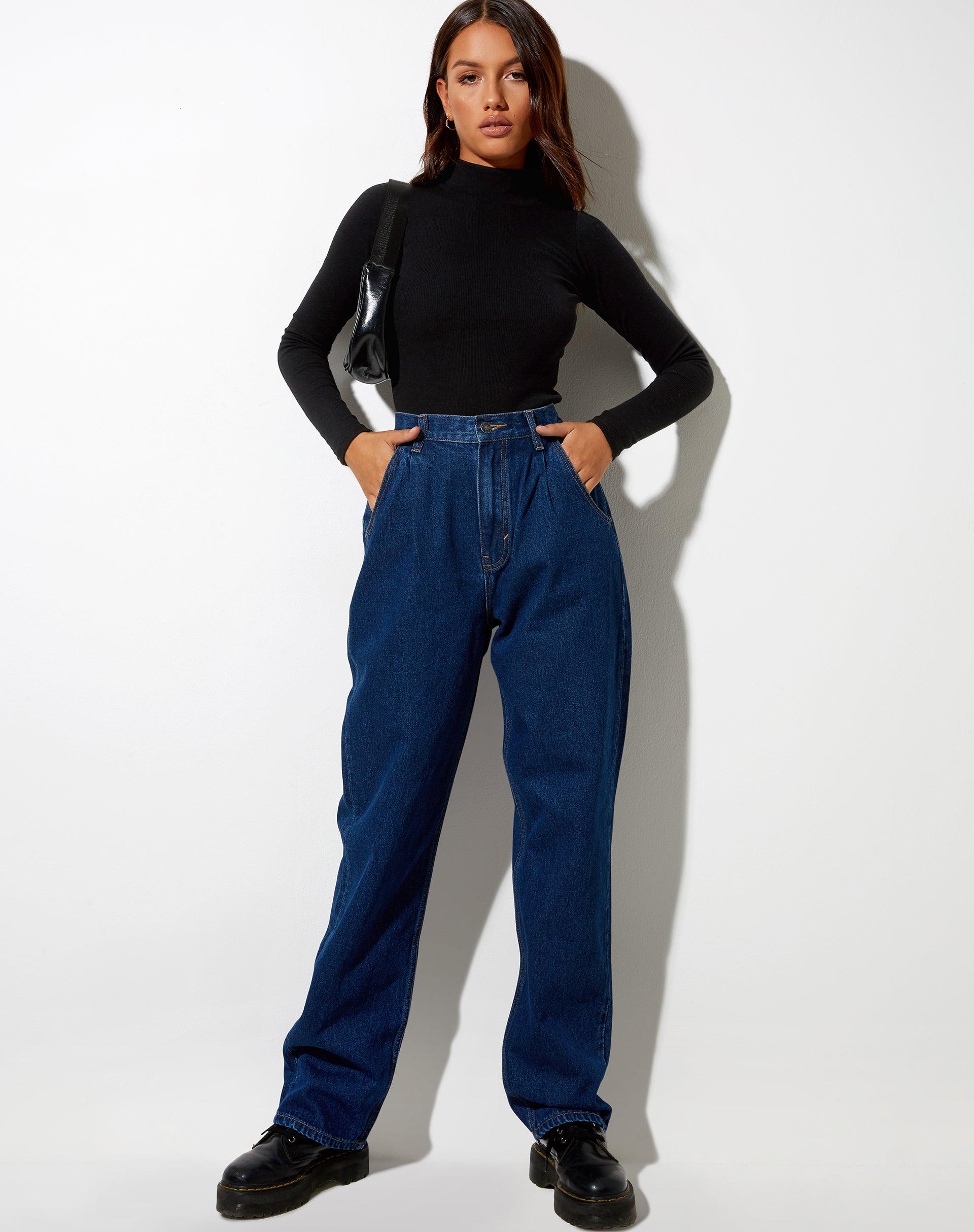 Image de Jeans plissés en bleu indigo
