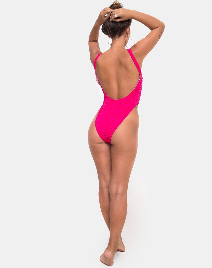 Image de Pollie Swimsuit in 80s Crinkle Pink Highlighter
