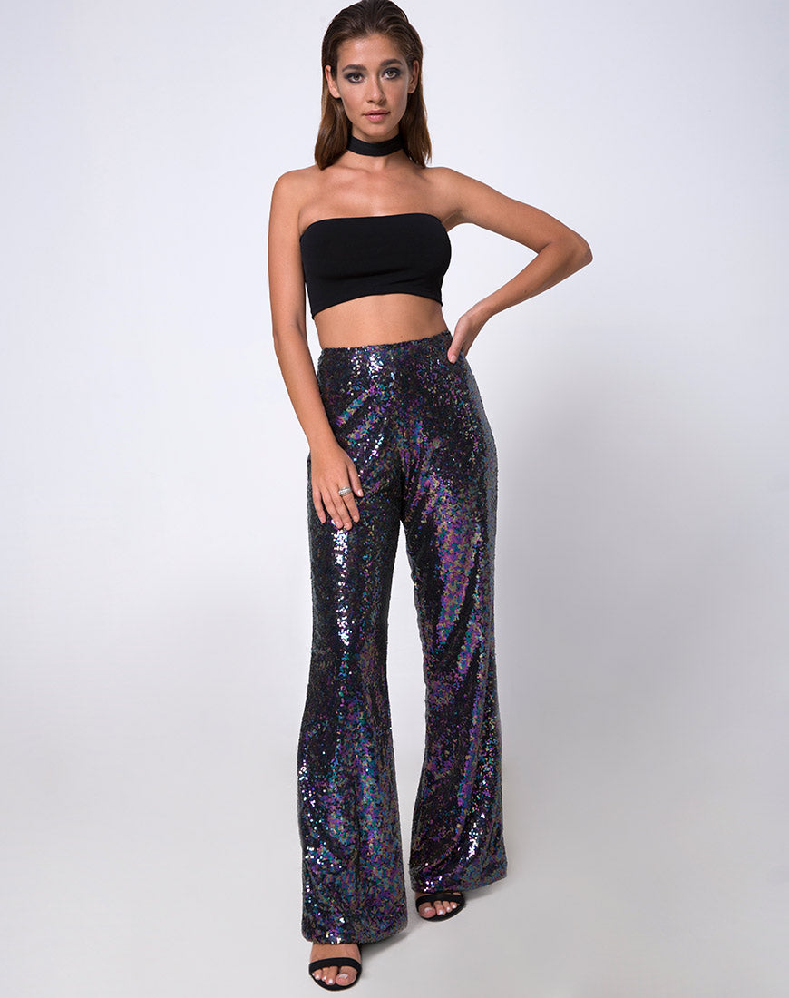 Pantalon Prague, Mini Sequin Petrol