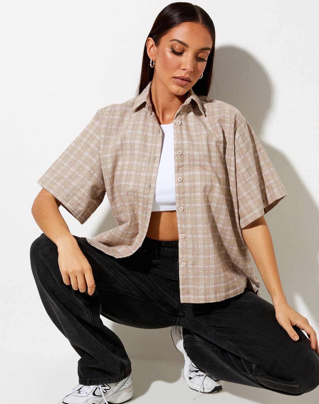 Chemise Pride à carreaux taupe