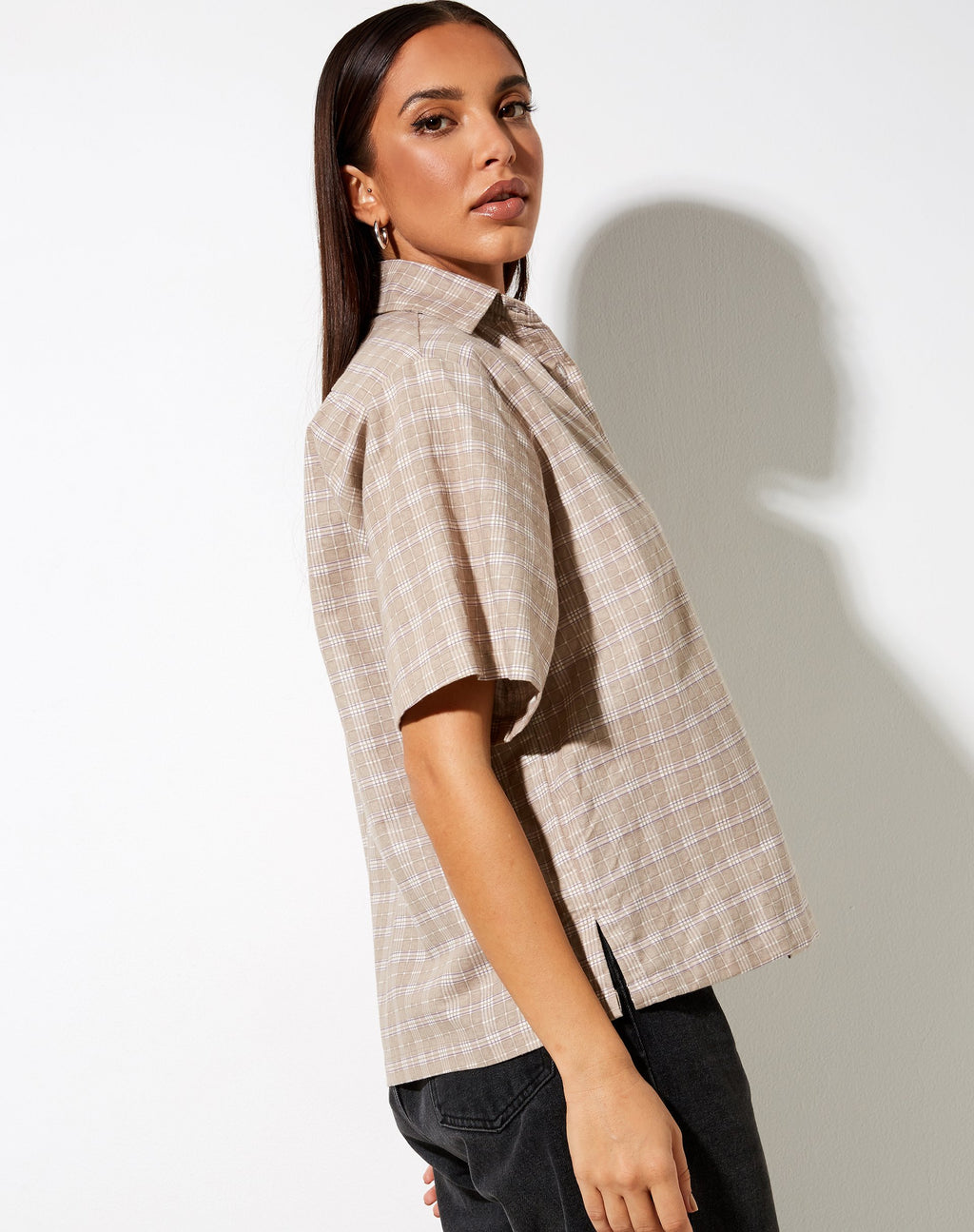 Chemise Pride à carreaux taupe