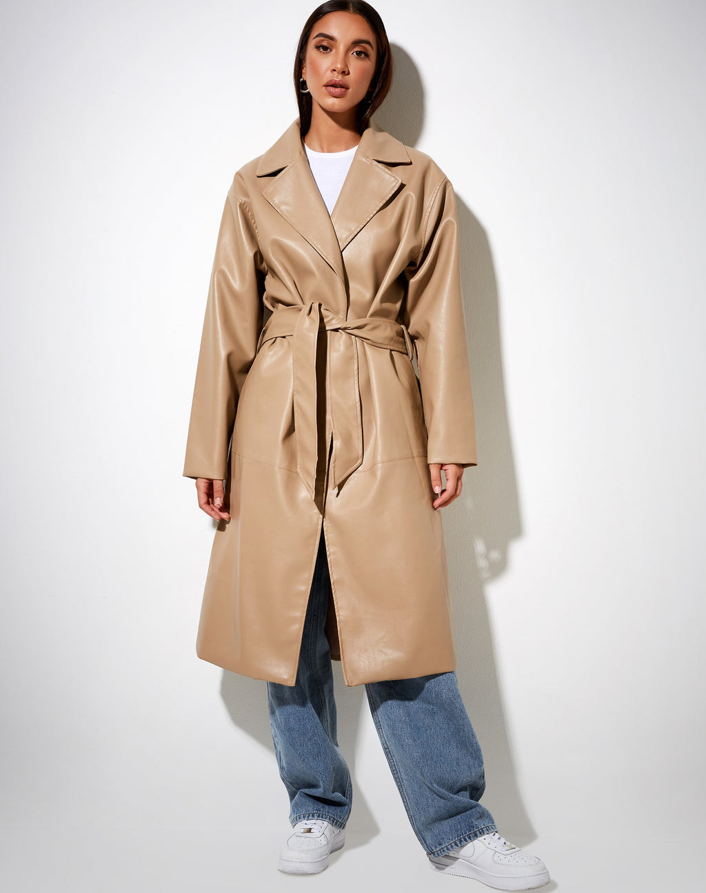 Manteau Duster en PU Tan