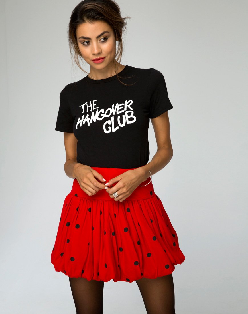 Jupe boule bouffante en polkadot rouge et noir