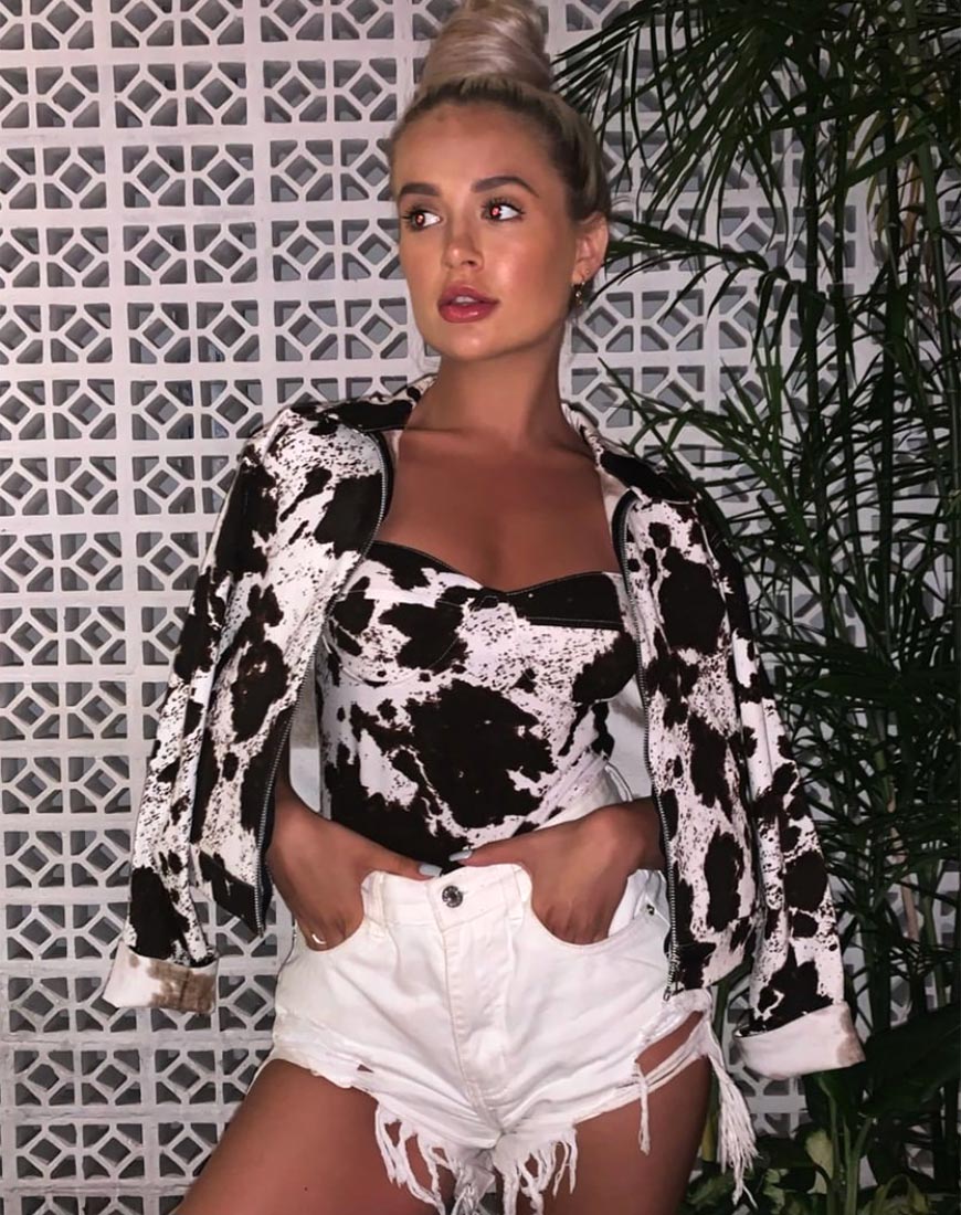 Image de Lanti Bodice en peau de vache marron et blanche