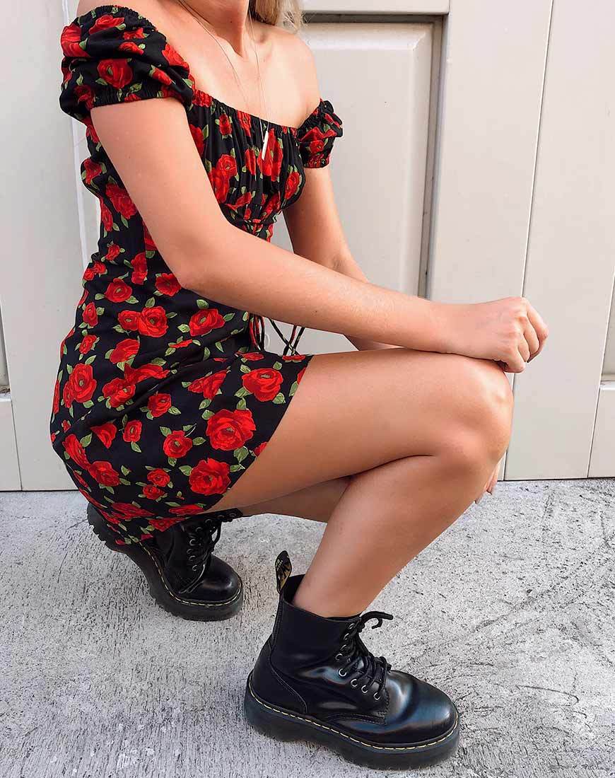 Image de Ruzenta Mini Dress in Roaming Rose Black