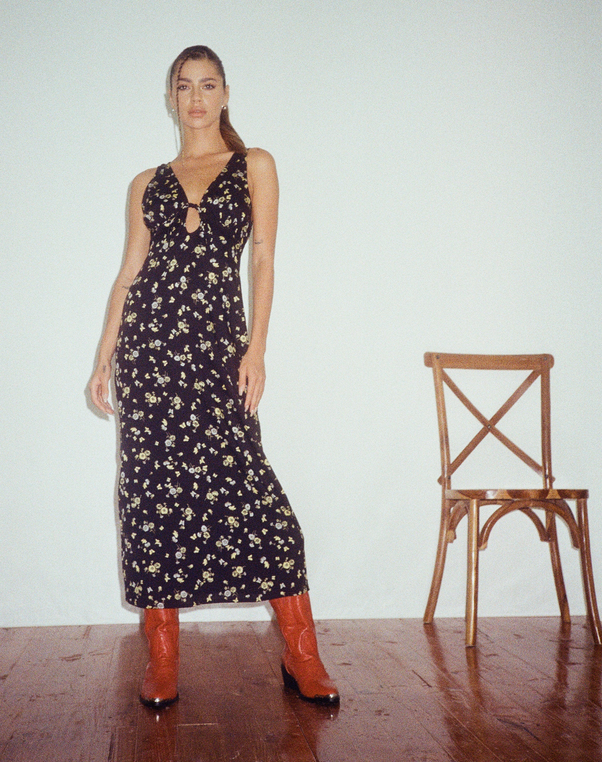 image de Fiaso Midi Dress in Lemon and Lime Black