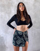 Image de la jupe Wren en Dragon Flower Black and Mint