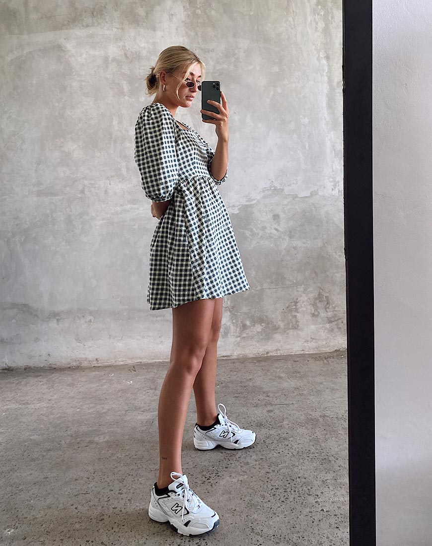 Image of Kezie Skater Dress in Gingham Cream
