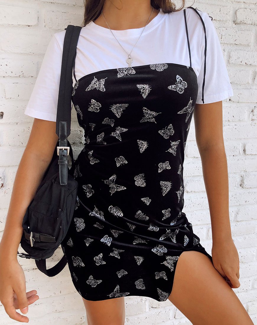 Image de la robe Verso en noir avec papillon pailleté