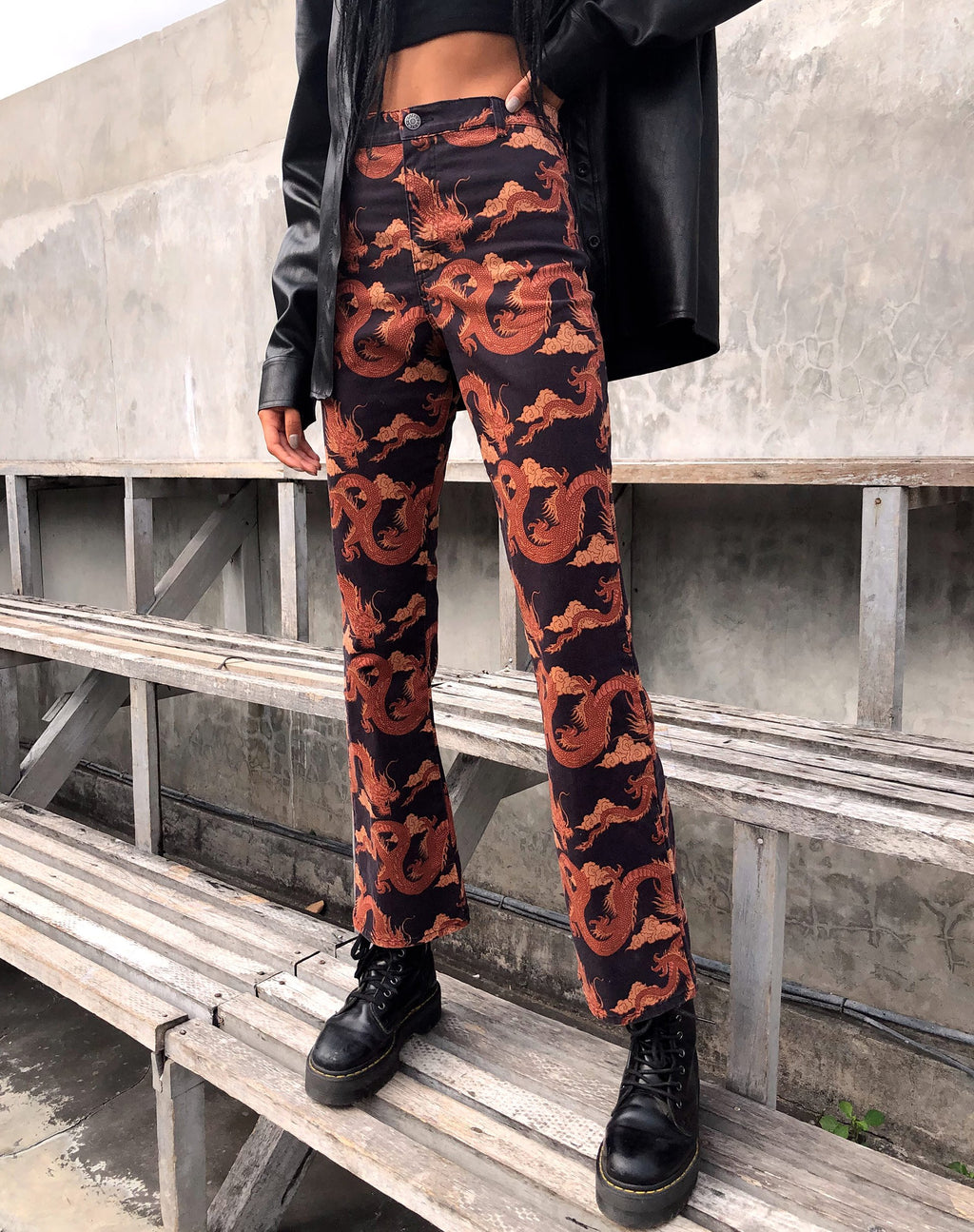 Pantalon évasé Zoven, orange dragon ton sur ton