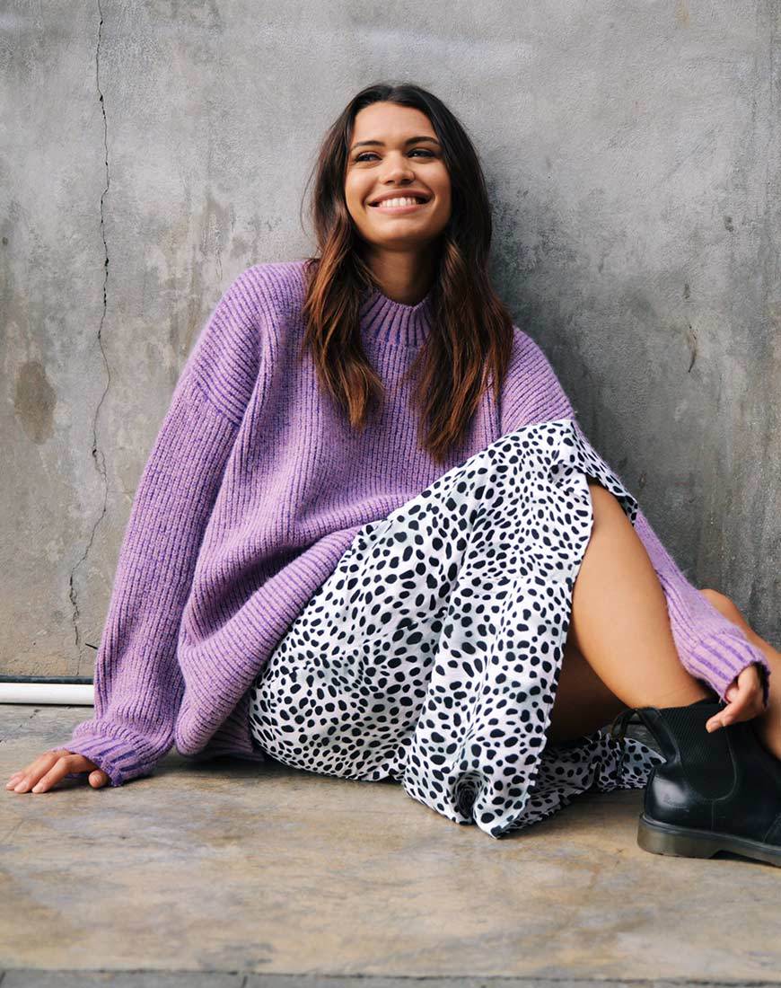 Pull Mody tricoté en violet clair