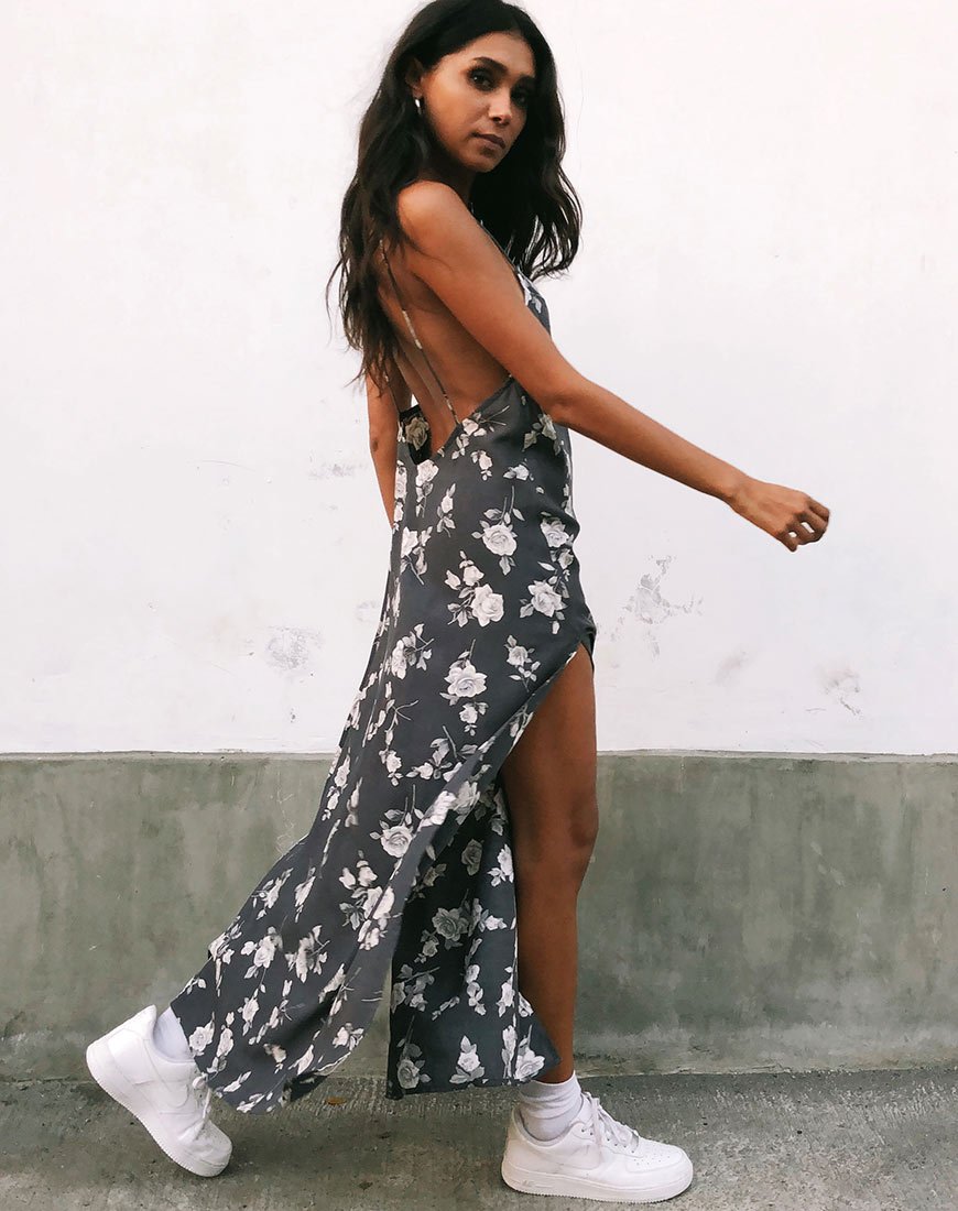 Robe longue Hime en blanc rose gris