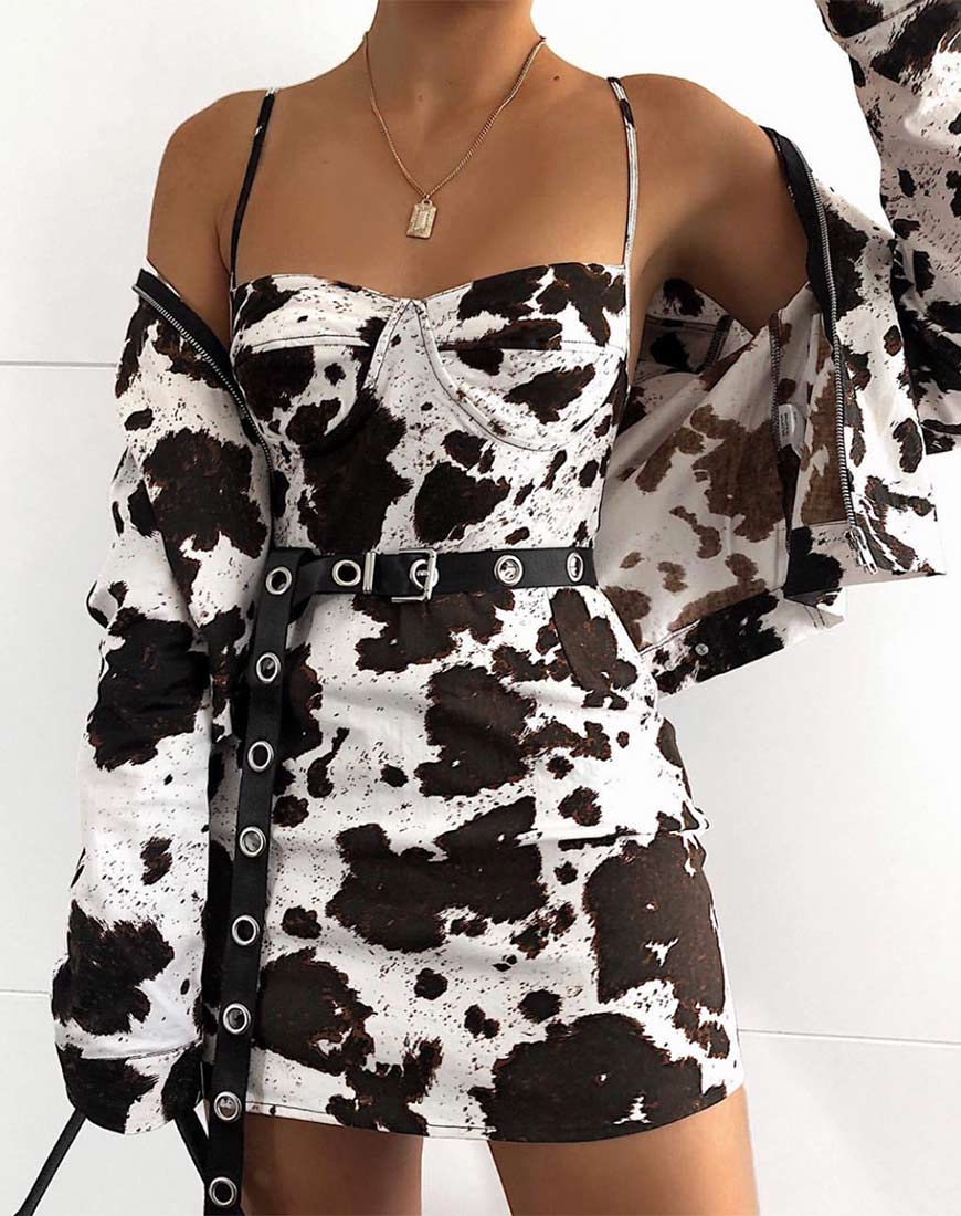 Image de Lanti Bodice en peau de vache marron et blanche
