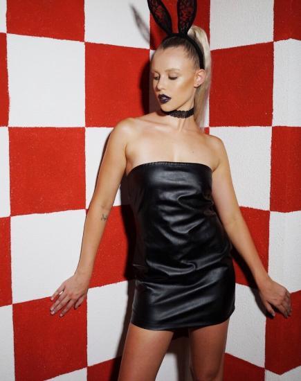 Image of Brandy Bodycon Dress in Vegan Leather Black