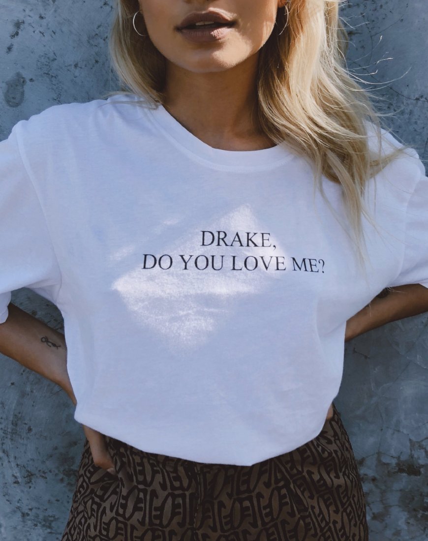 Image de Oversize Basic Tee in White Drake Do You Love Me
