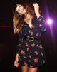 Image de Kepsibelle Robe en Soi Rose Noir et Rouge