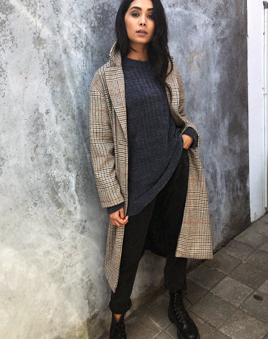 Image de Duster Longline Coat in Glenn Check Natural