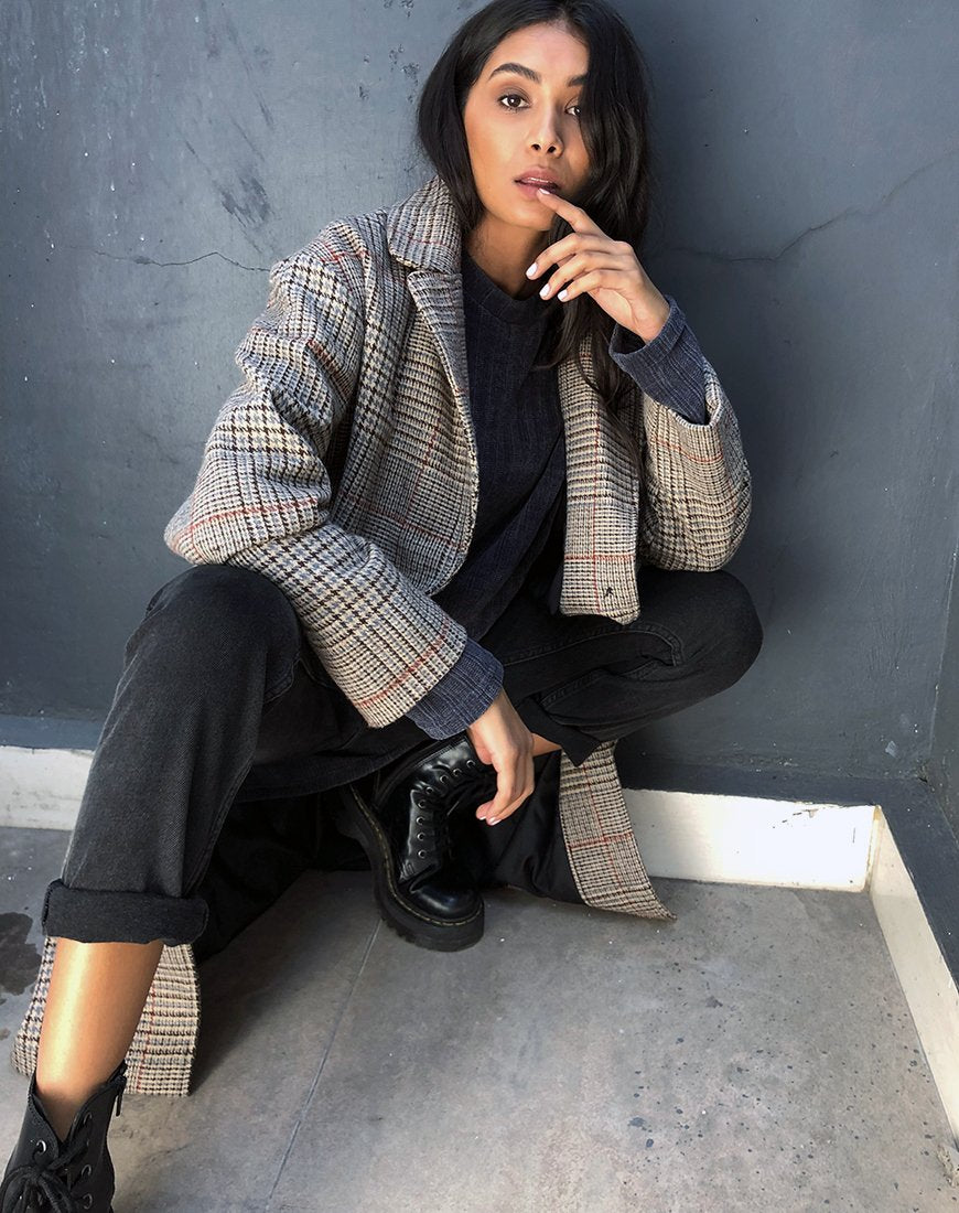 Image de Duster Longline Coat in Glenn Check Natural