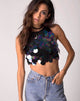 Image de Queenz Crop Top in Big Disc Sequin Petrol
