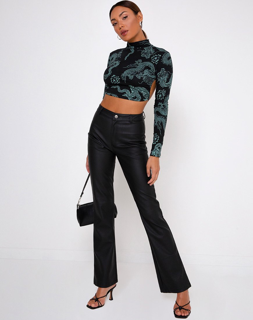 Image de Quelia Top in Dragon Flower Black and Mint