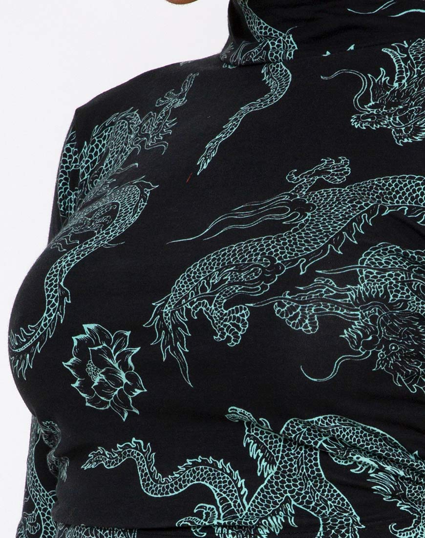 Image de Quelia Top in Dragon Flower Black and Mint