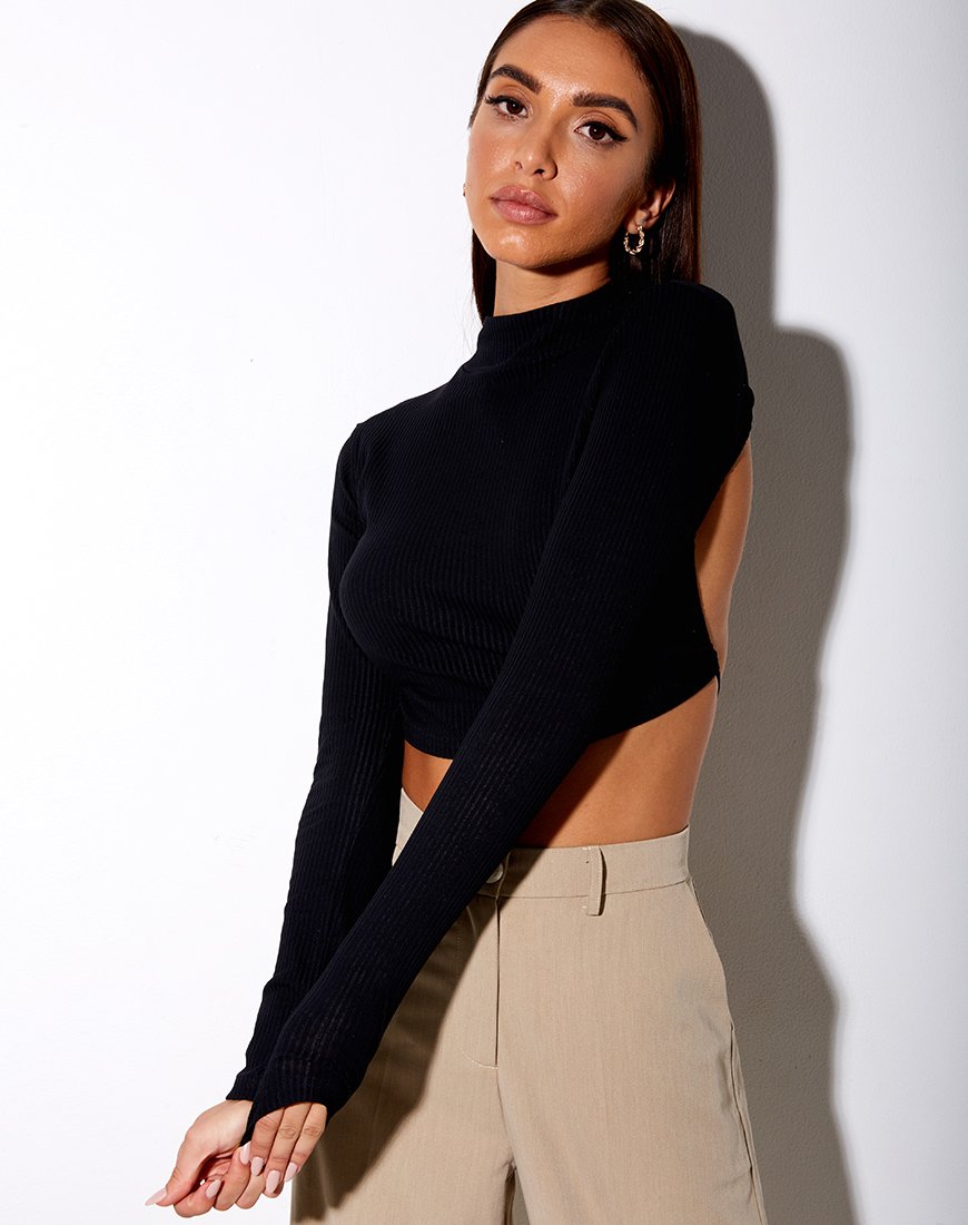 Image de Quelia Crop Top in Rib Black