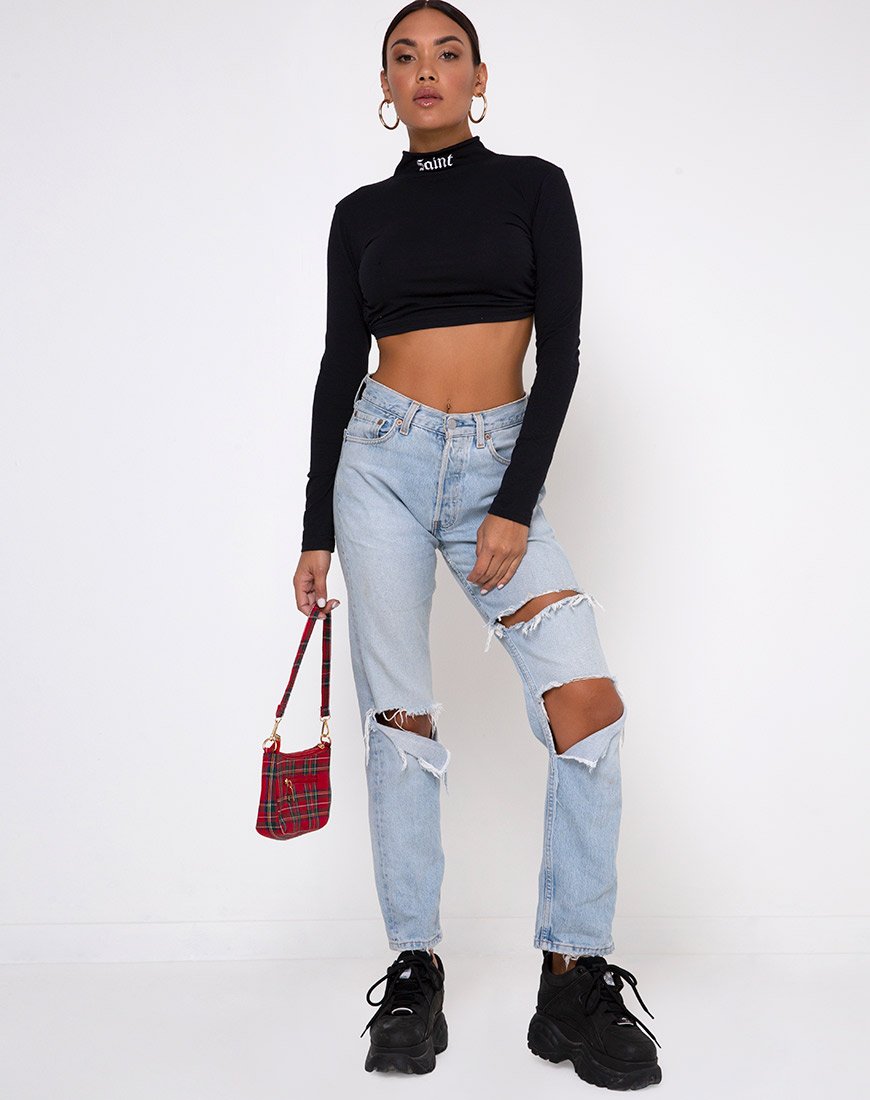 Image de Quelia Crop Top in Black with Saint Embro