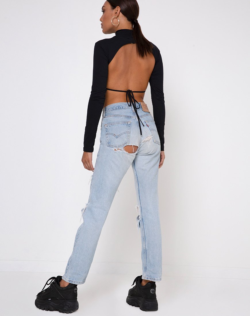 Image de Quelia Crop Top in Black with Saint Embro