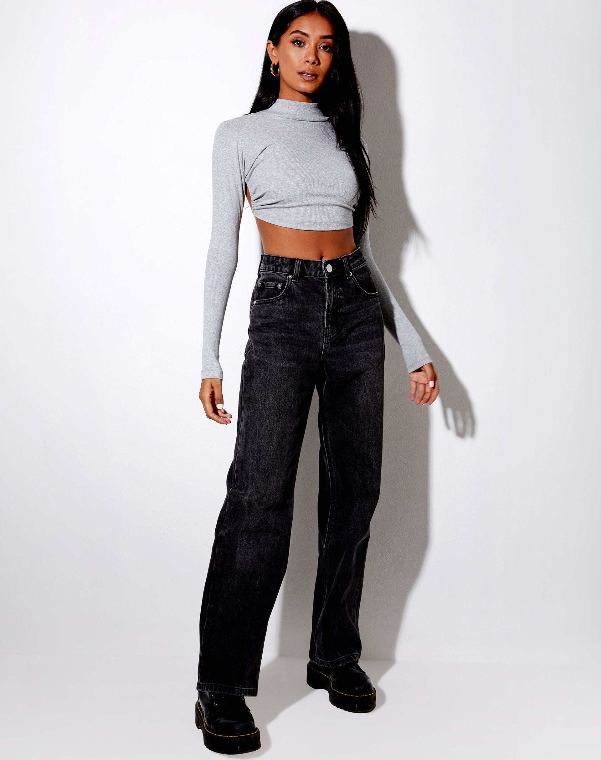 Image de Quelia Crop Top in Rib Greymarl