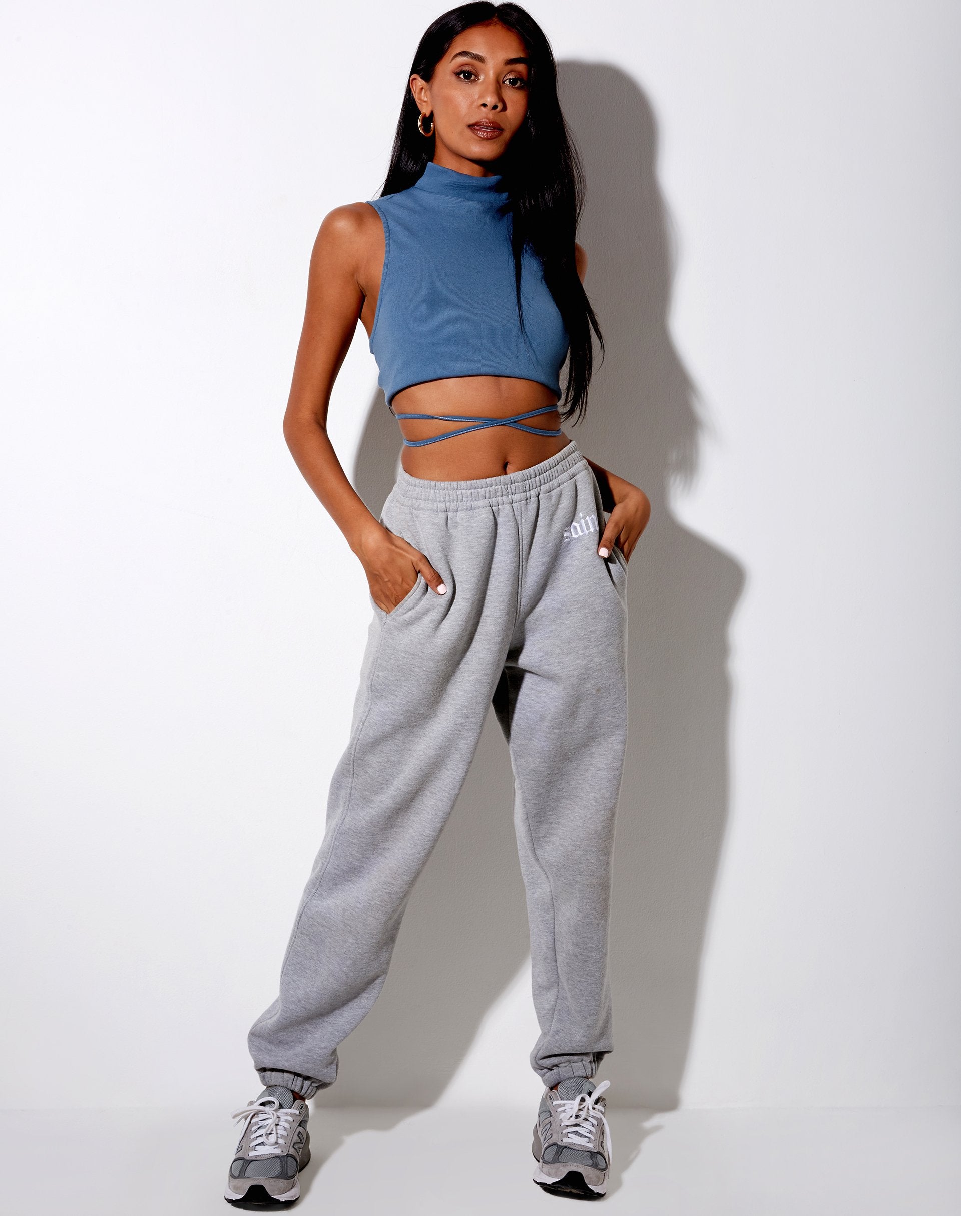 Image de Quera Crop Top in Rib Mineral Blue
