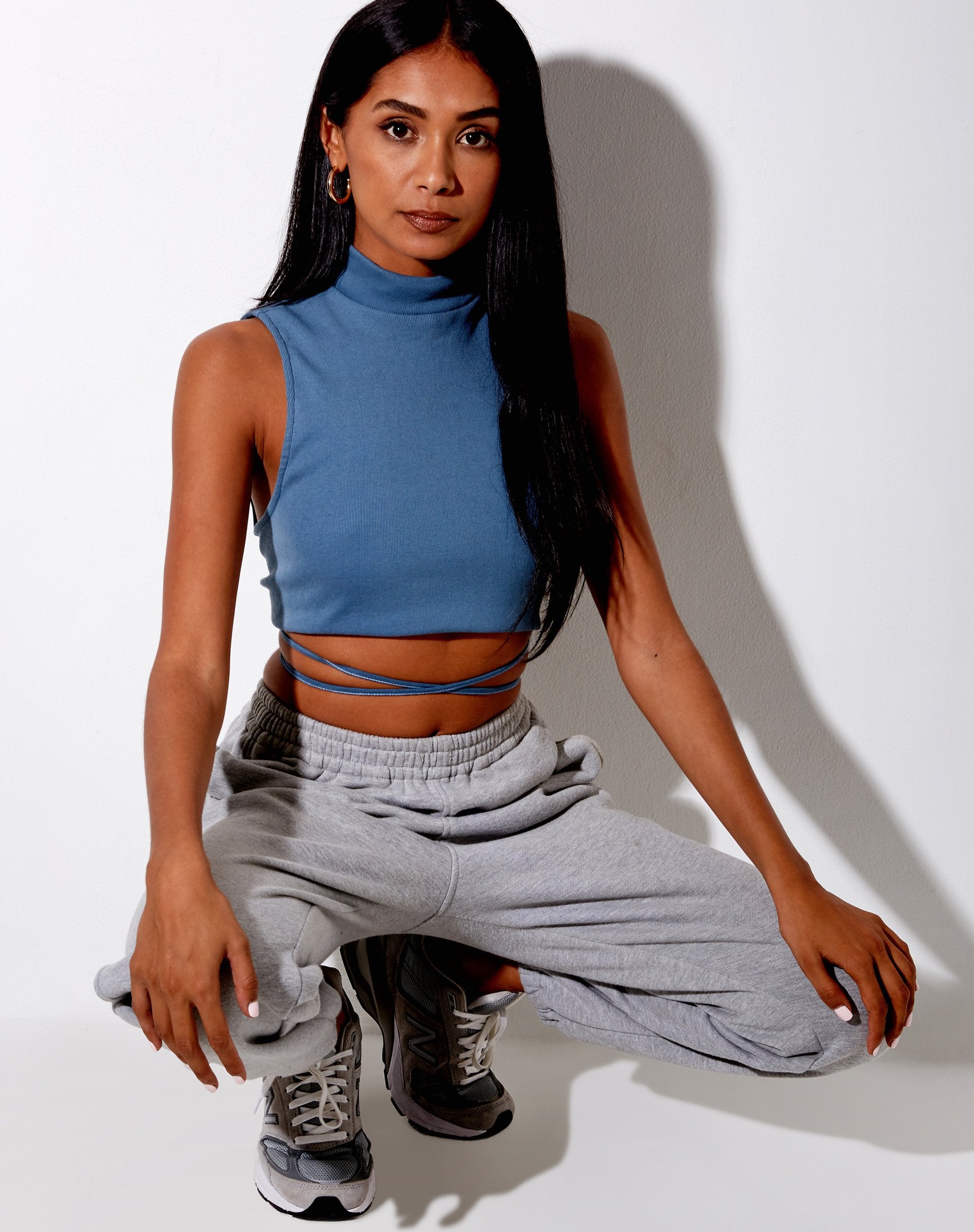 Image de Quera Crop Top in Rib Mineral Blue