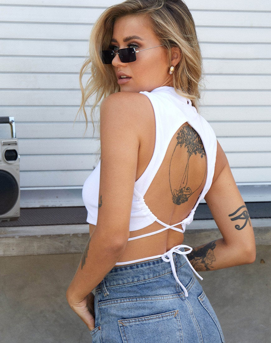 Image de Quera Crop Top in Rib White
