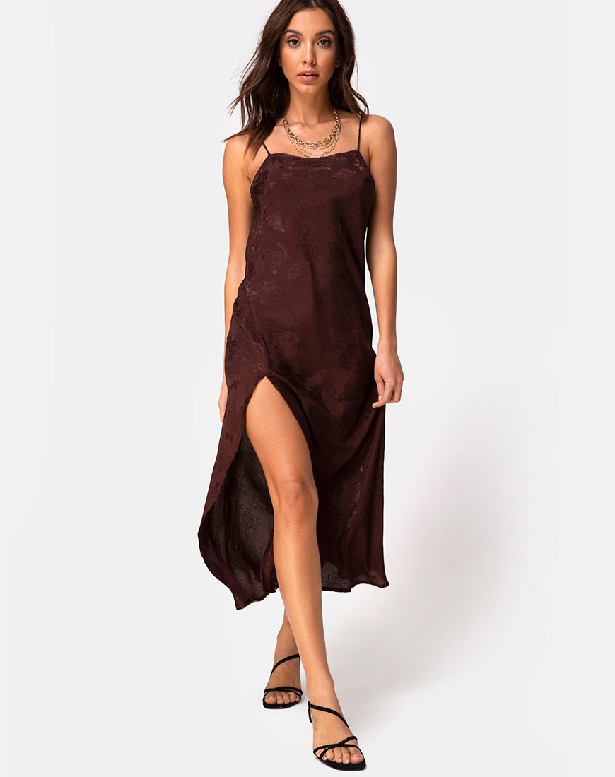 Robe Quinty en satin rose cacao