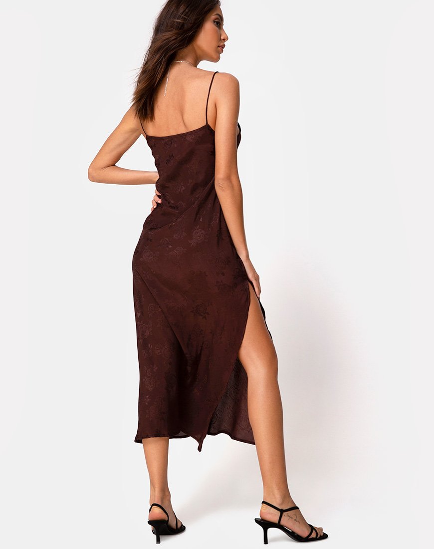 Robe Quinty en satin rose cacao